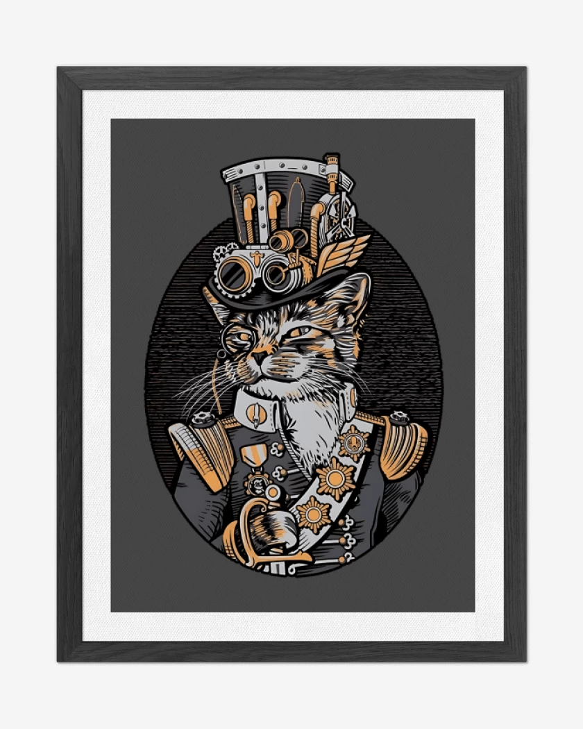 Cuadro decorativo Carbon de Steampunk cat