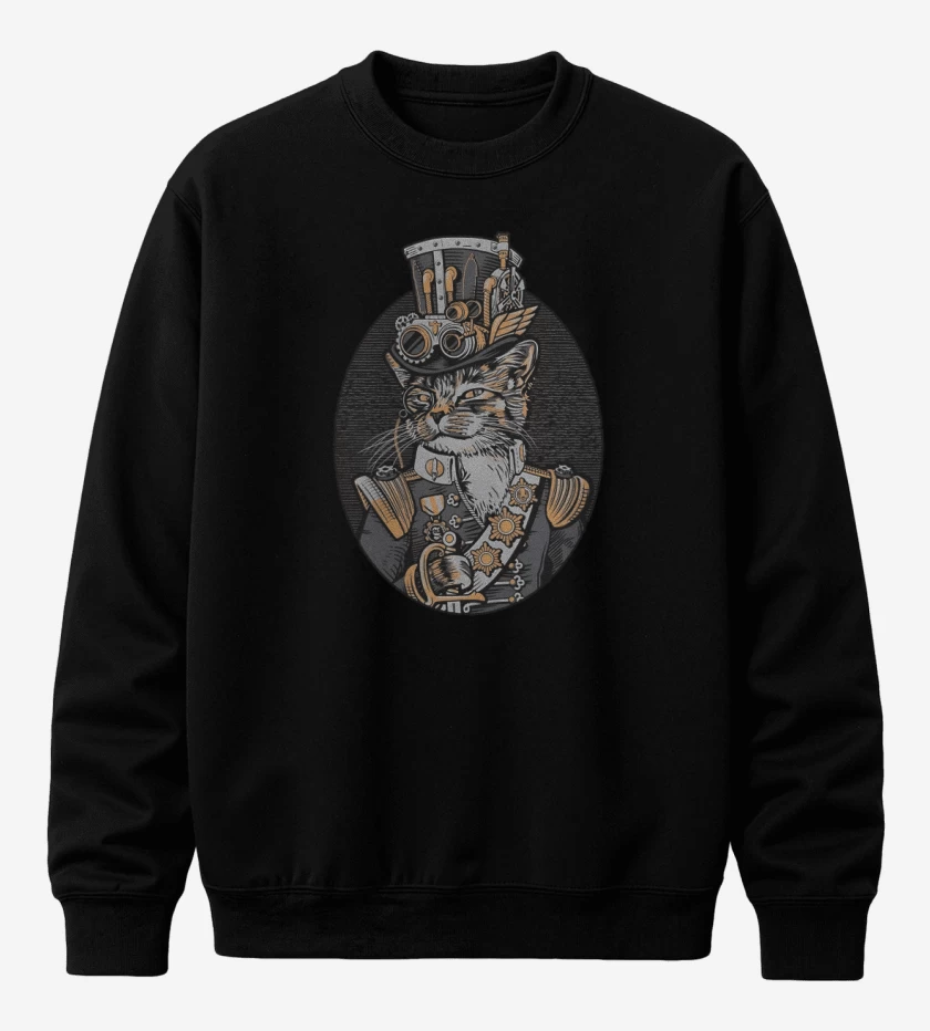 Poleron polo Negro de Steampunk cat