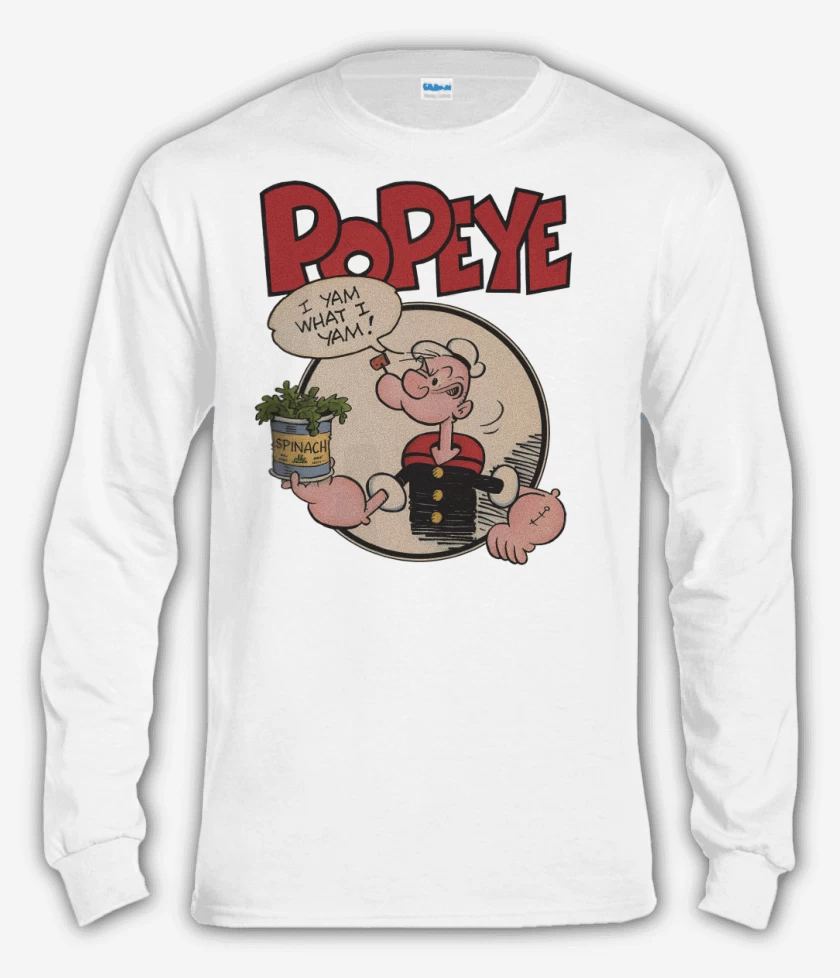 Polera manga larga Blanco de Popeye espinaca