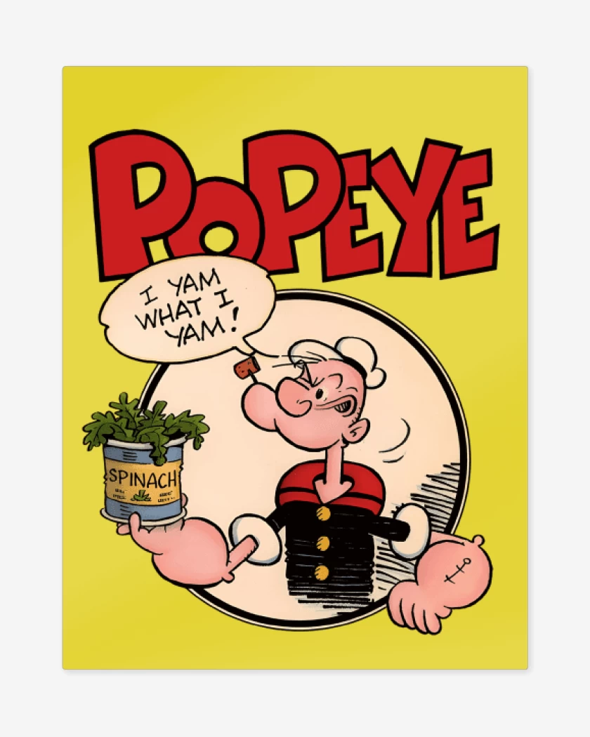 Print metalico Amarillo de Popeye espinaca