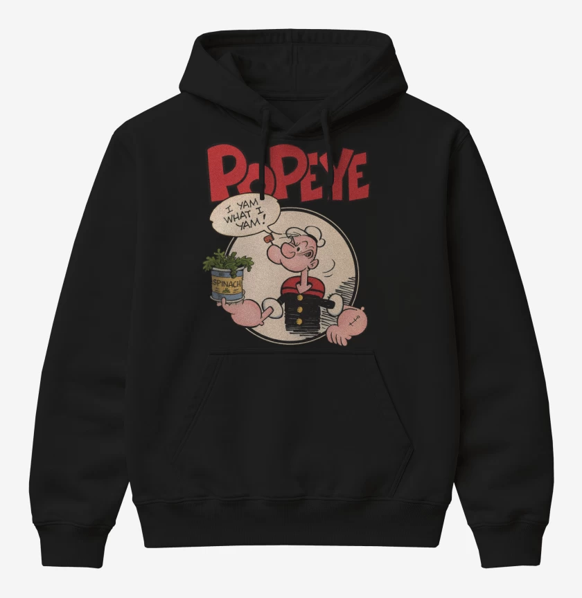Poleron Canguro básico Negro de Popeye espinaca
