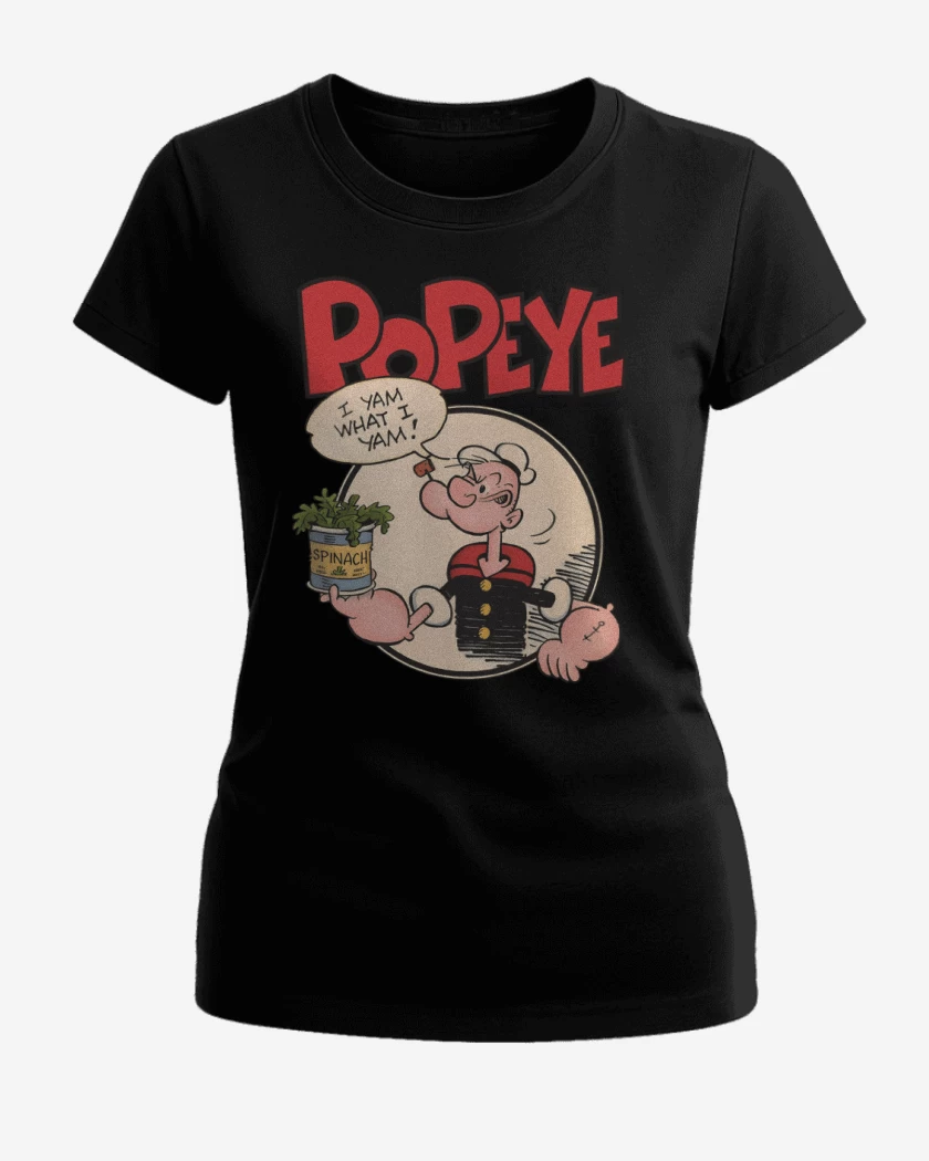 Polera de Mujer Negro de Popeye espinaca