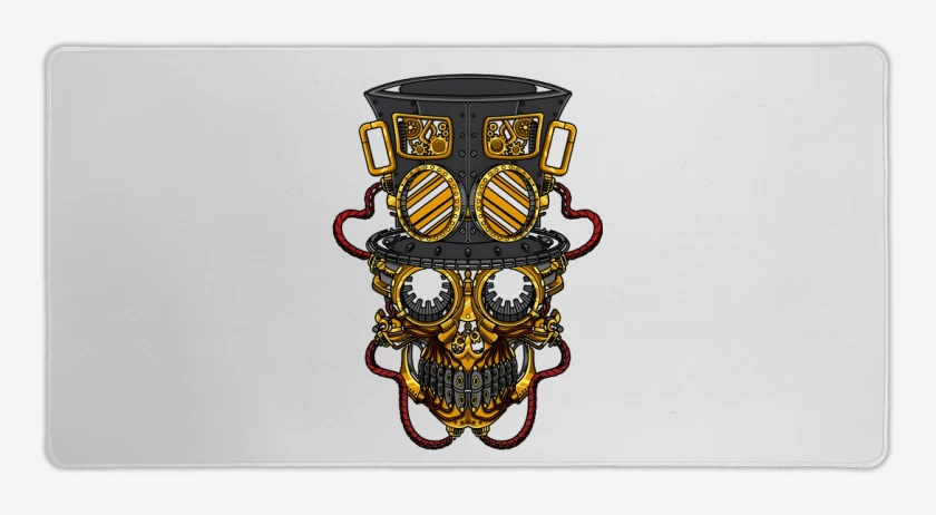 Mouse pad Gamer Blanco de Steampunk skull
