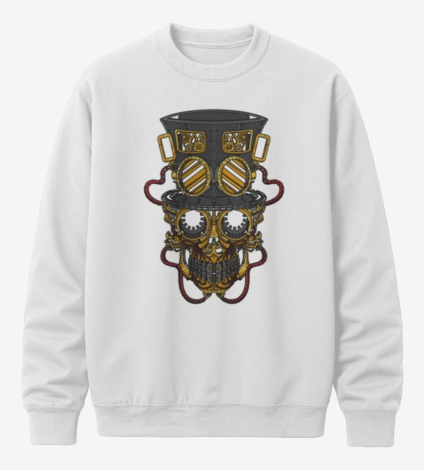 Poleron polo Blanco de Steampunk skull