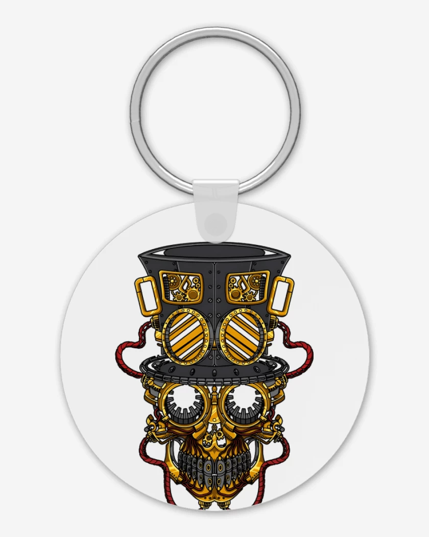 Llavero Blanco de Steampunk skull