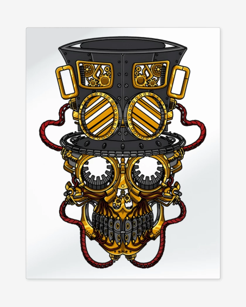 Print metalico Blanco de Steampunk skull