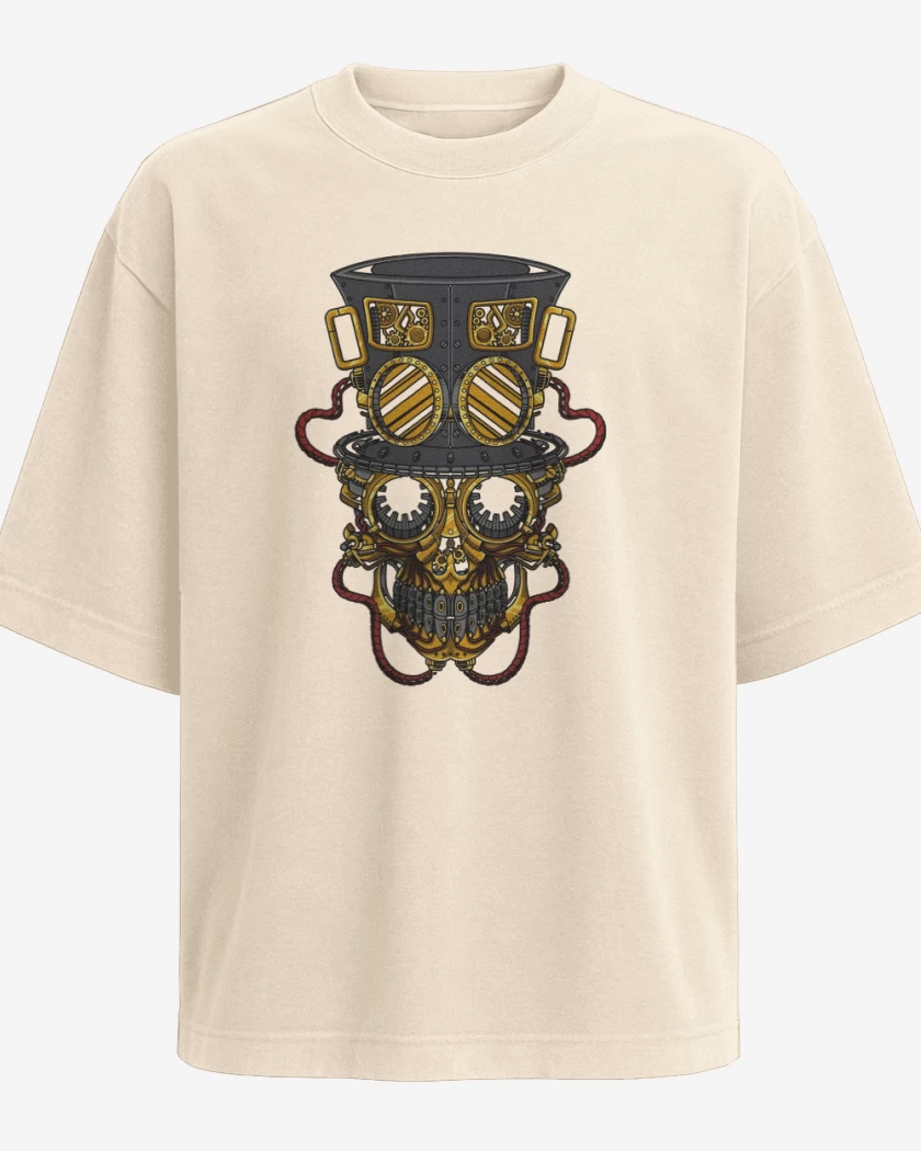 Polera Oversize Beige de Steampunk skull