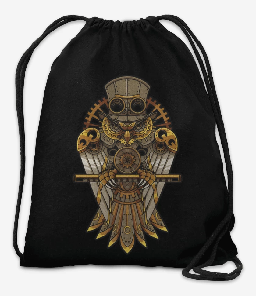 Mochila Negro de Buho steampunk