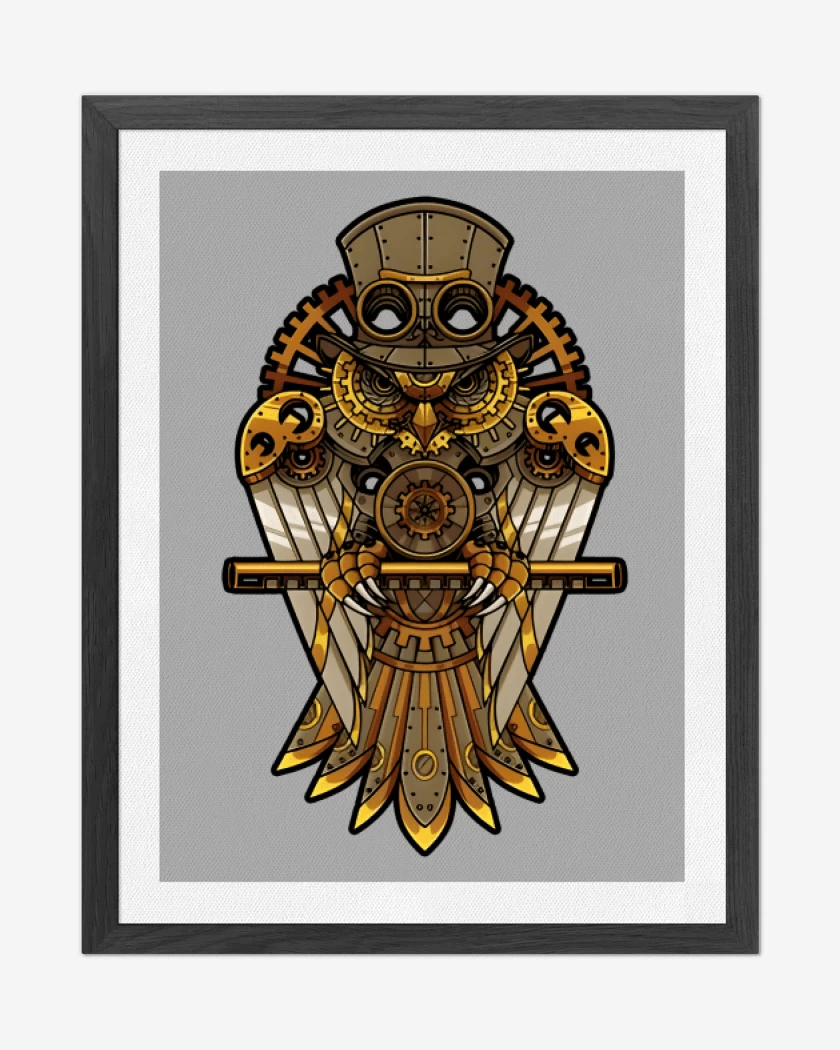 Cuadro decorativo Gris Melange de Buho steampunk