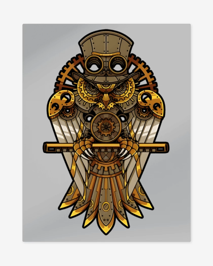 Print metalico Gris Melange de Buho steampunk