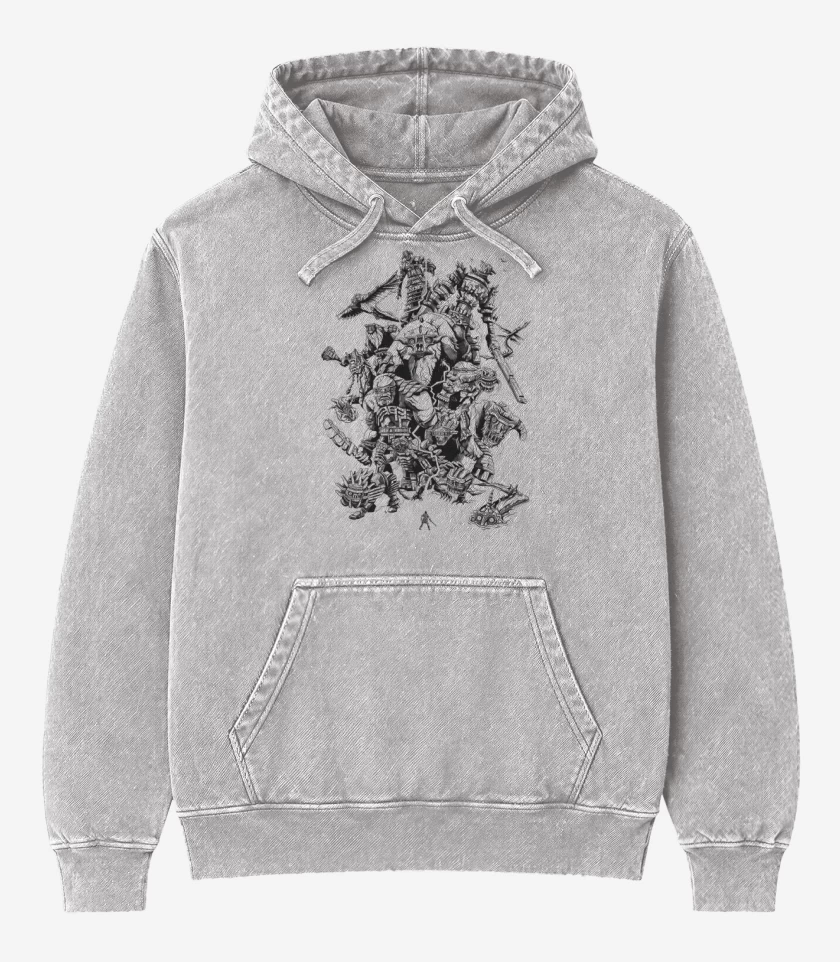 Poleron Canguro Acid Wash Gris Melange de Shadow of the Colossus