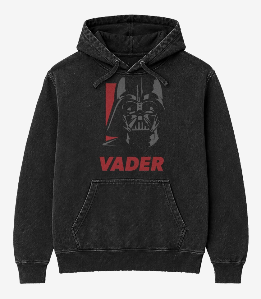 Poleron Canguro Acid Wash Negro de Vader