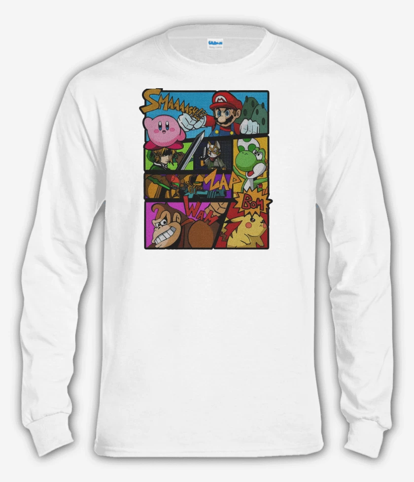 Polera manga larga Blanco de Smash Bros