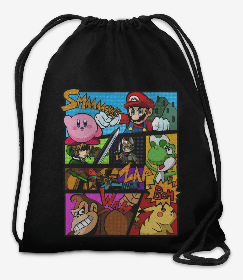 Mochila Negro de Smash Bros