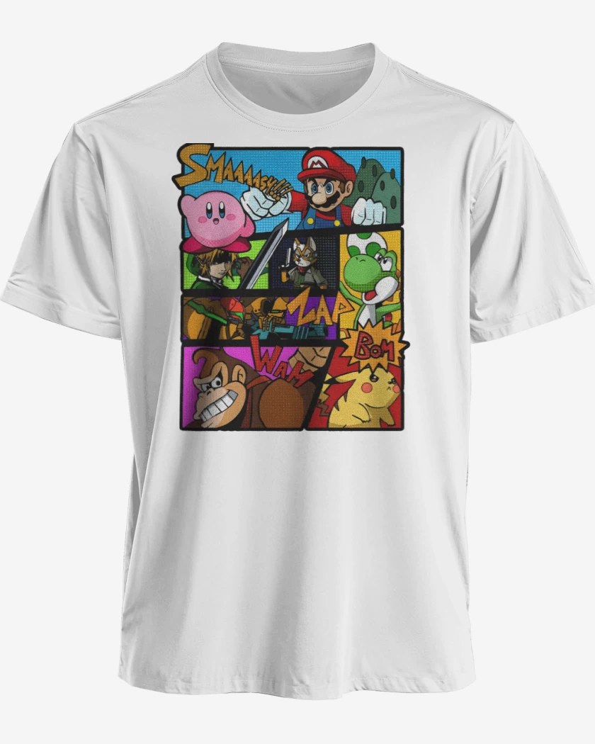 Polera premium Blanco de Smash Bros