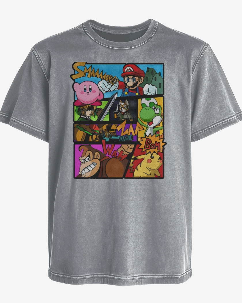 Polera desgastada Gris Melange de Smash Bros