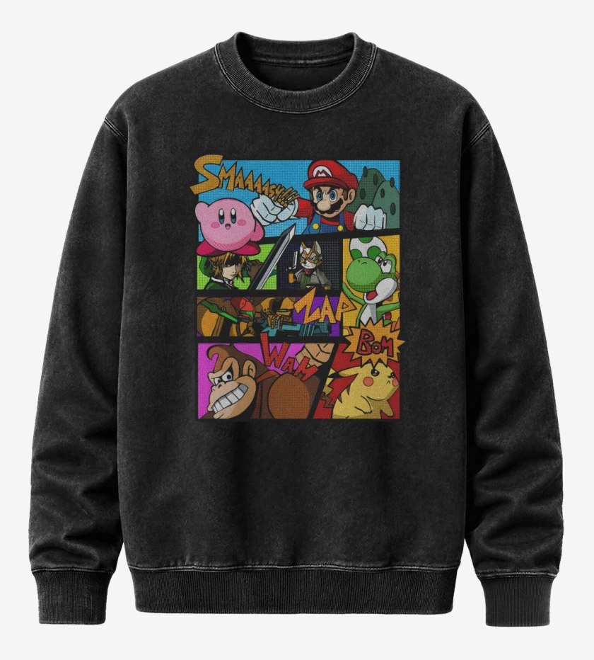 Poleron Polo Acid Wash Negro de Smash Bros
