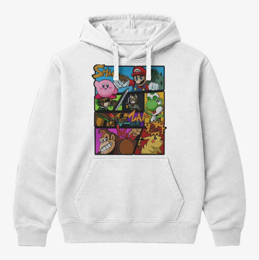 Polerón Canguro Blanco de Smash Bros