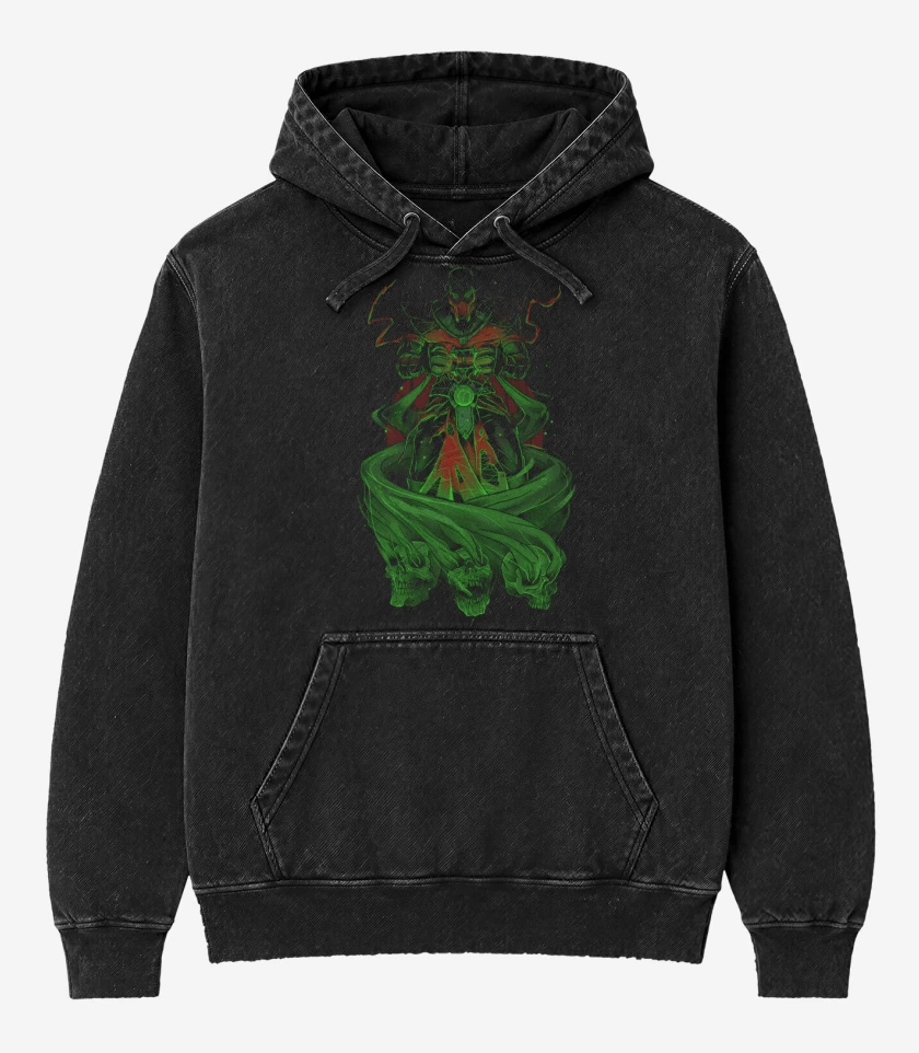 Poleron Canguro Acid Wash Negro de Ermac