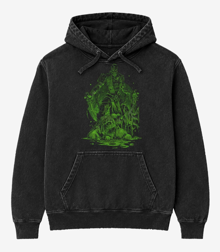 Poleron Canguro Acid Wash Negro de Reptile