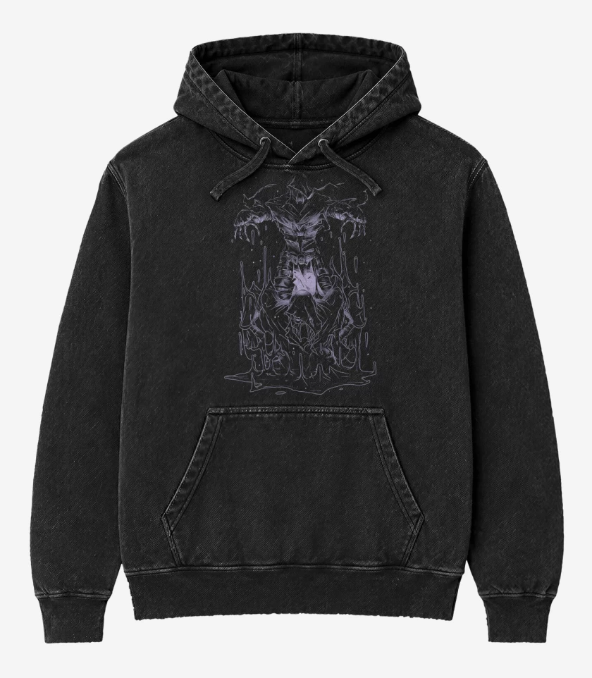 Poleron Canguro Acid Wash Negro de Noob Saibot