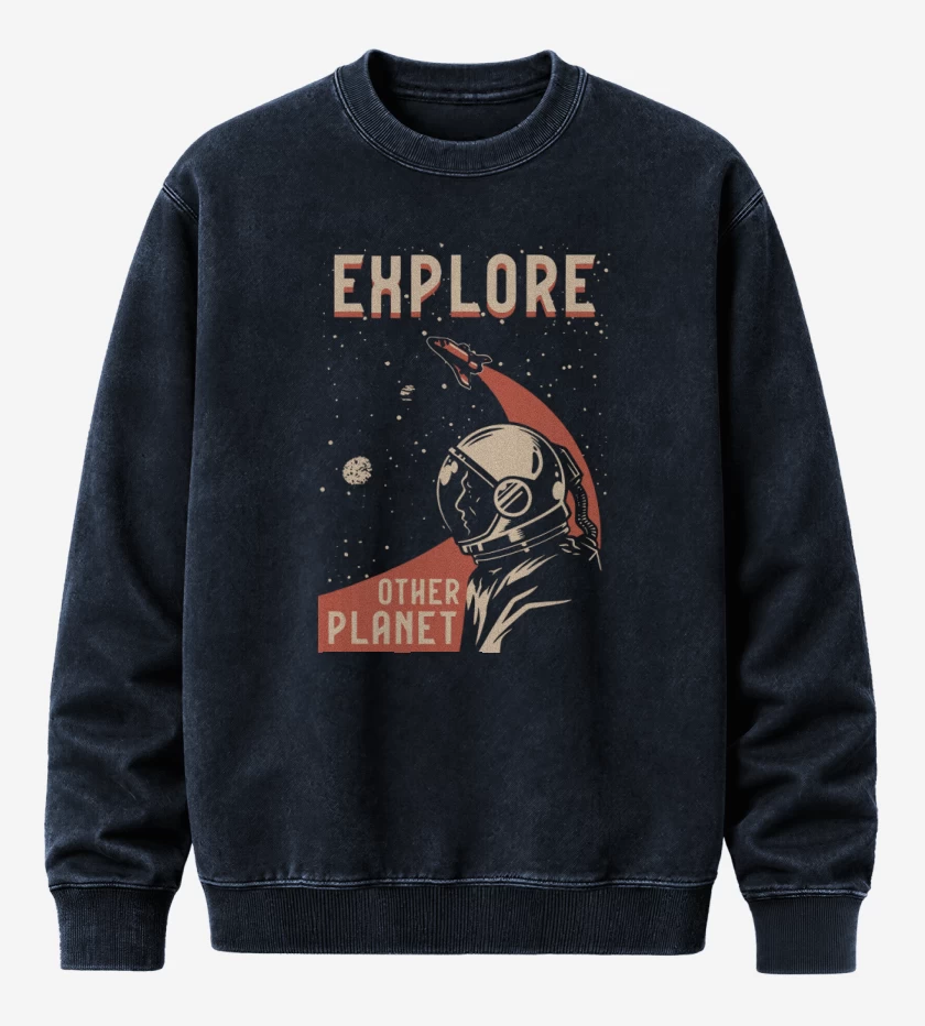 Poleron Polo Acid Wash Azul Marino de Explore other planet