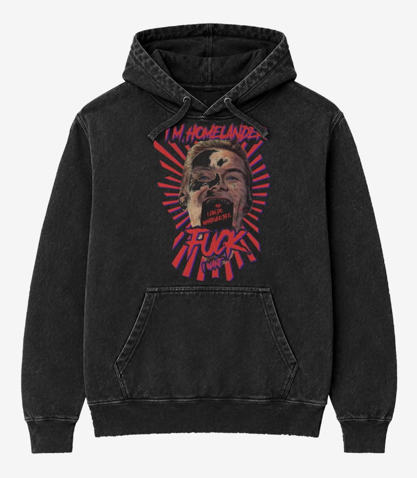 Poleron Canguro Acid Wash Negro de Im Homelander