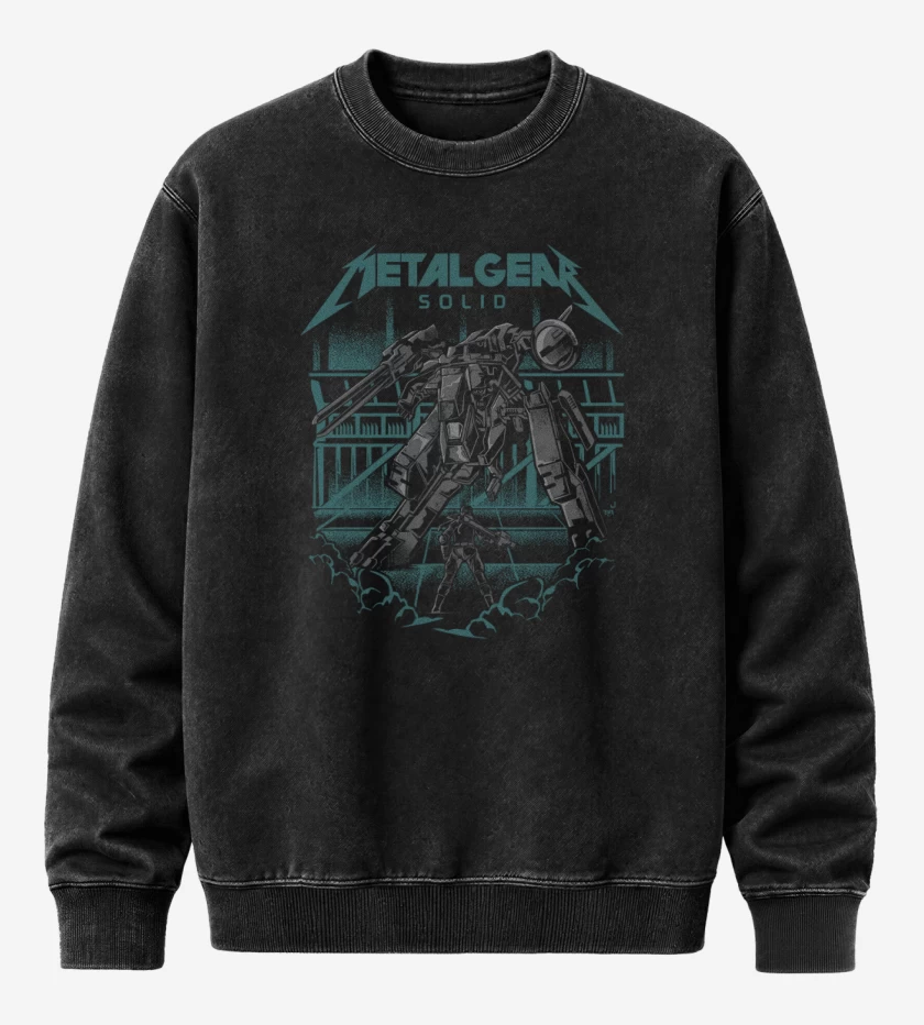 Poleron Polo Acid Wash Negro de Metal Gear Solid