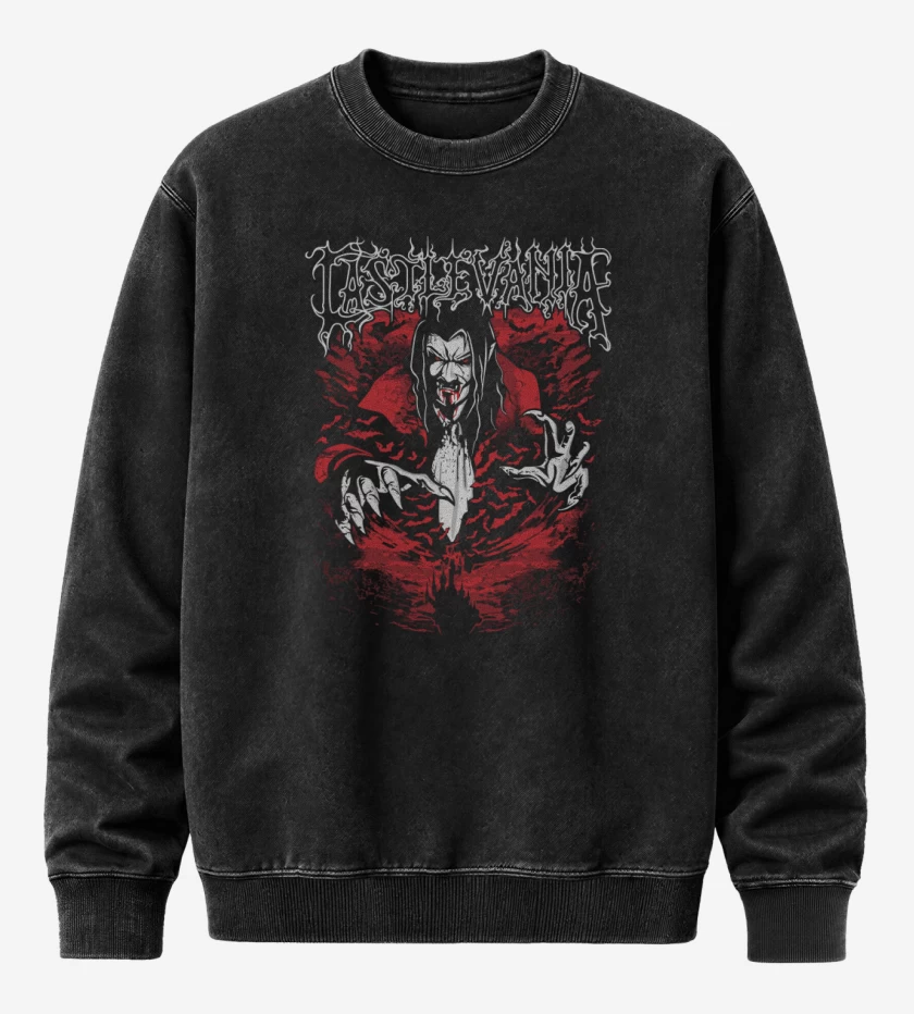 Poleron Polo Acid Wash Negro de Vlad Tepes