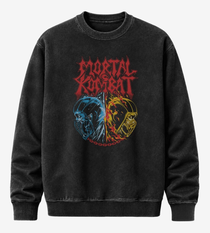 Poleron Polo Acid Wash Negro de Mortal Kombat