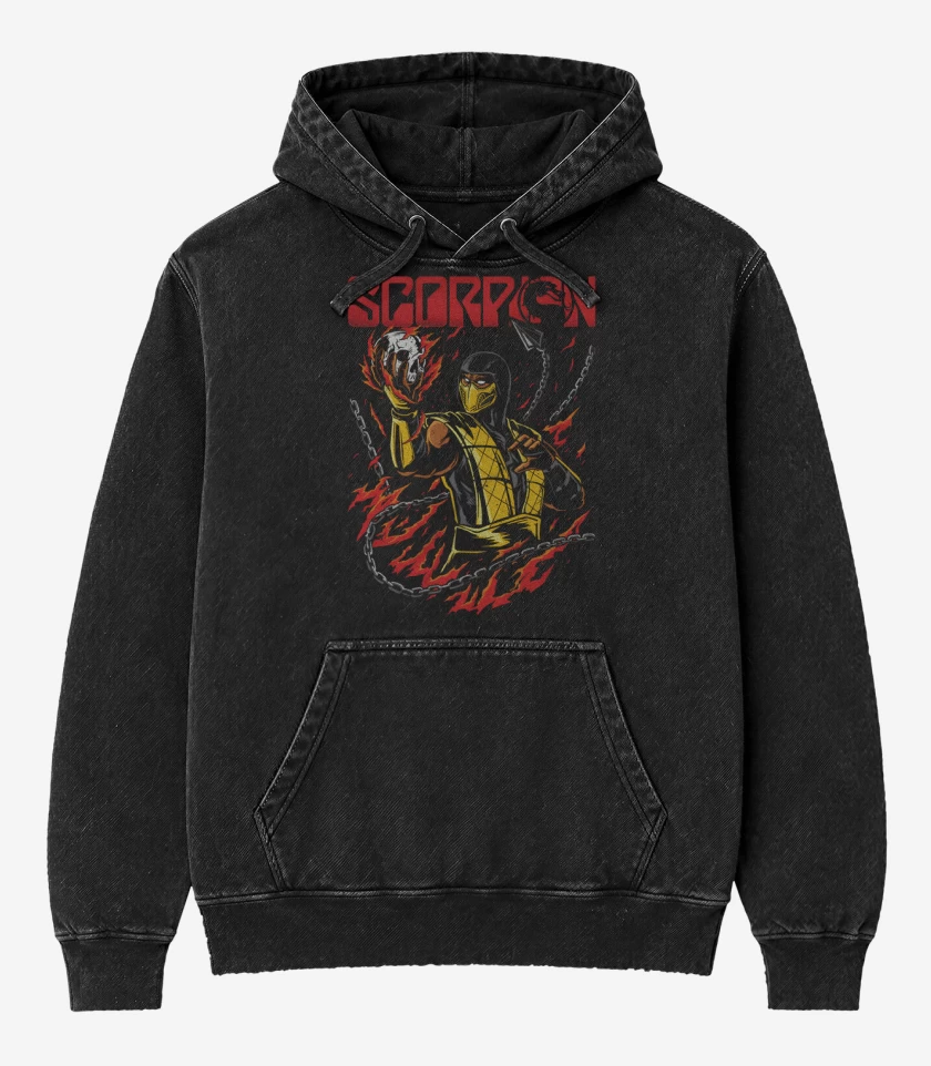 Poleron Canguro Acid Wash Negro de Scorpion 2