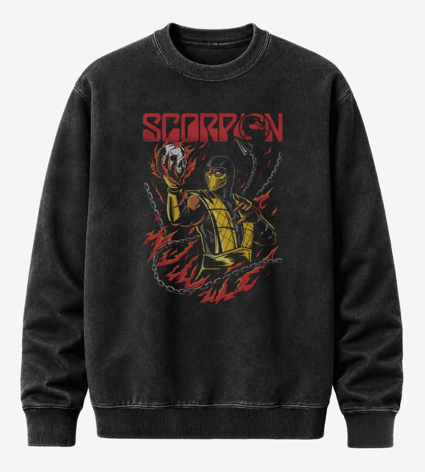 Poleron Polo Acid Wash Negro de Scorpion 2