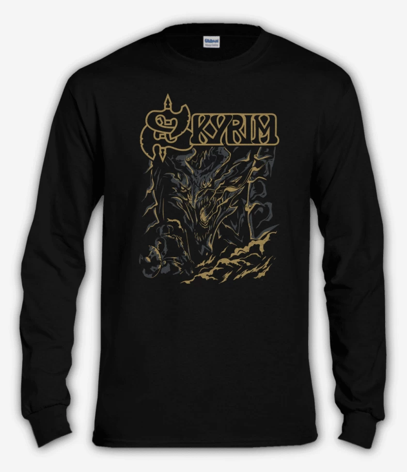 Polera manga larga Negro de Skyrim