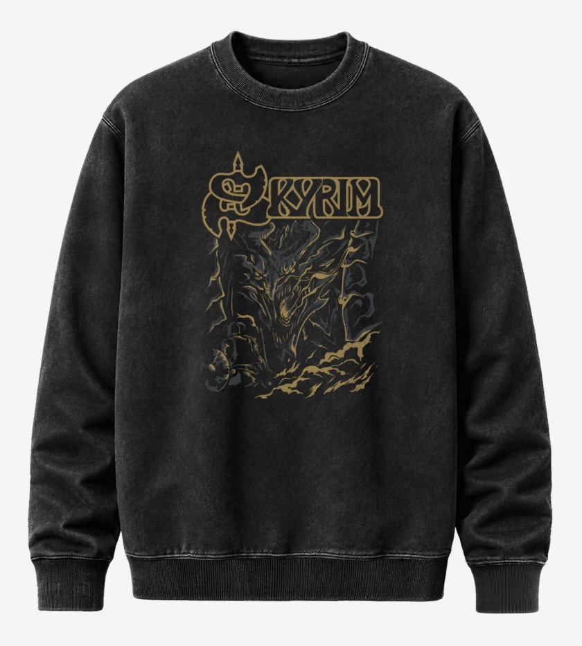 Poleron Polo Acid Wash Negro de Skyrim