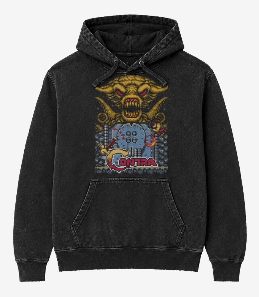Poleron Canguro Acid Wash Negro de Gromaides