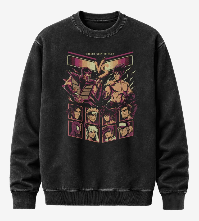 Poleron Polo Acid Wash Negro de Ultimate Fighters