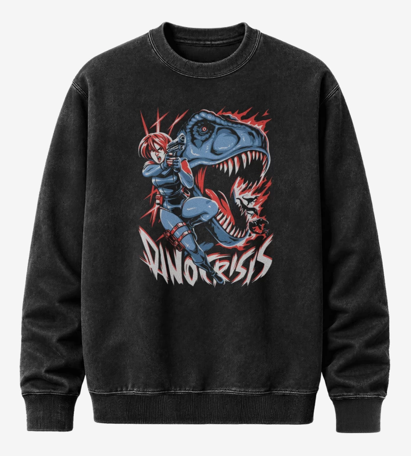 Poleron Polo Acid Wash Negro de Dino Crisis