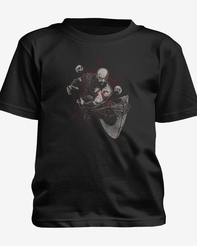 Polera de niño Negro de Kratos Vikingo