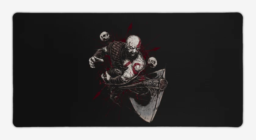 Mouse pad Gamer Negro de Kratos Vikingo