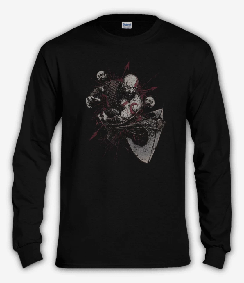 Polera manga larga Negro de Kratos Vikingo