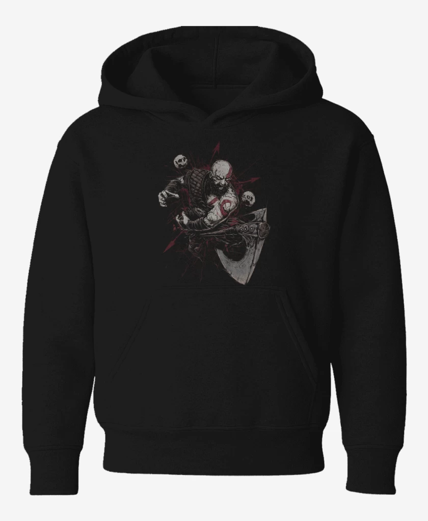 Poleron de niño Negro de Kratos Vikingo