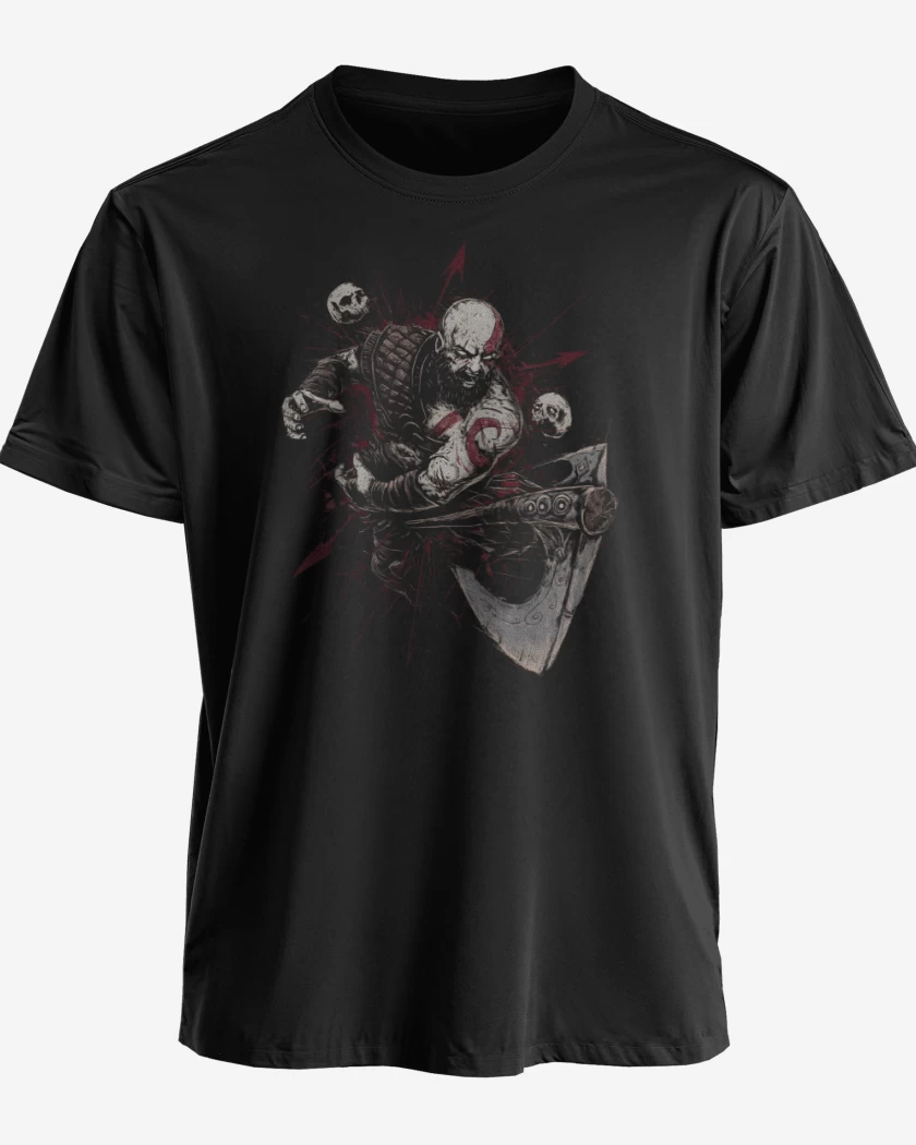 Polera premium Negro de Kratos Vikingo