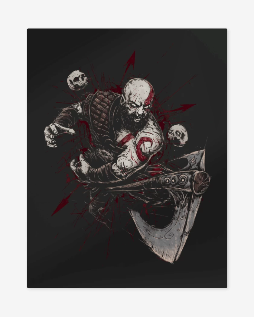 Print metalico Negro de Kratos Vikingo