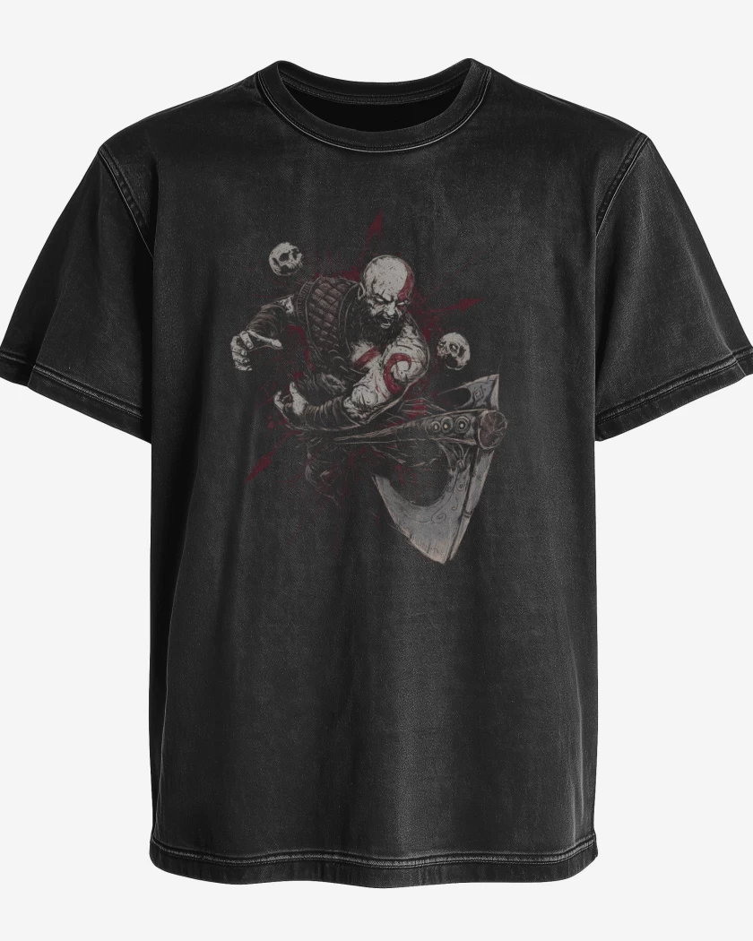 Polera desgastada Kratos Vikingo