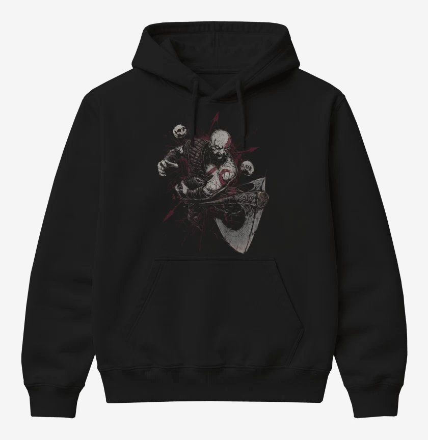 Poleron Canguro básico Negro de Kratos Vikingo
