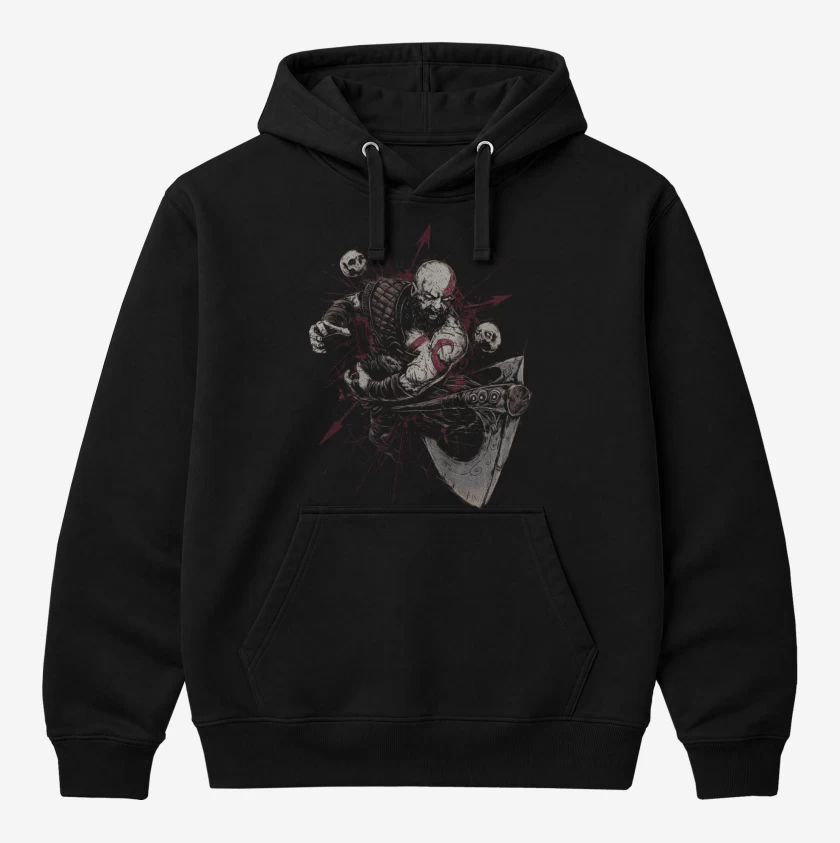 Polerón Canguro Negro de Kratos Vikingo
