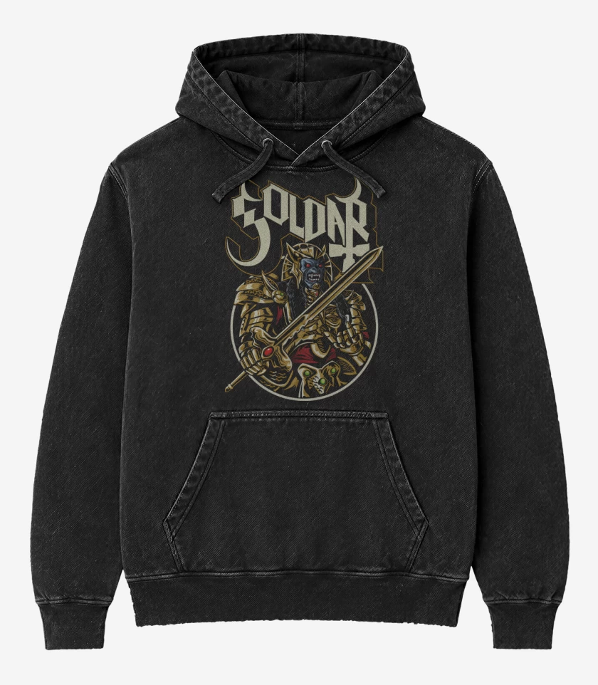 Poleron Canguro Acid Wash Negro de Goldar 