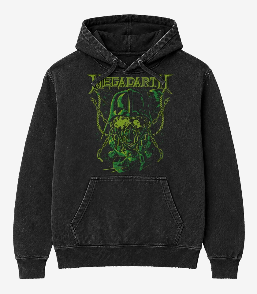 Poleron Canguro Acid Wash Negro de Megadarth