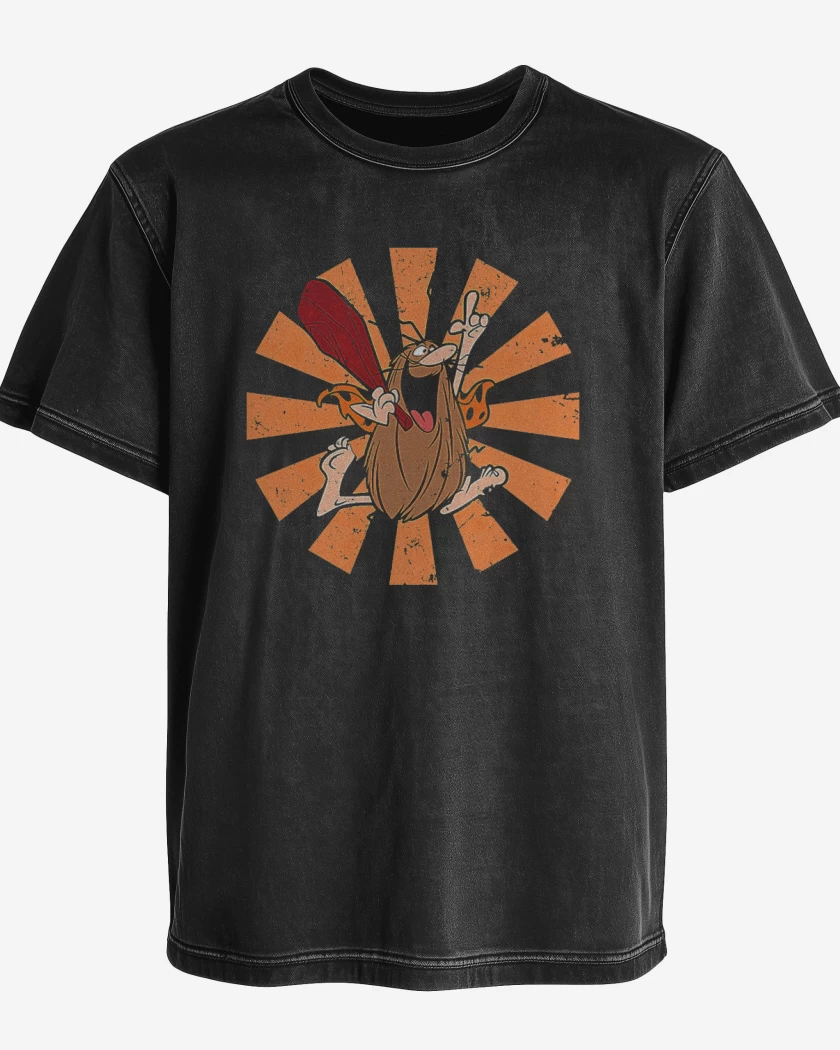 Polera desgastada Negro de Capitan Cavernicola