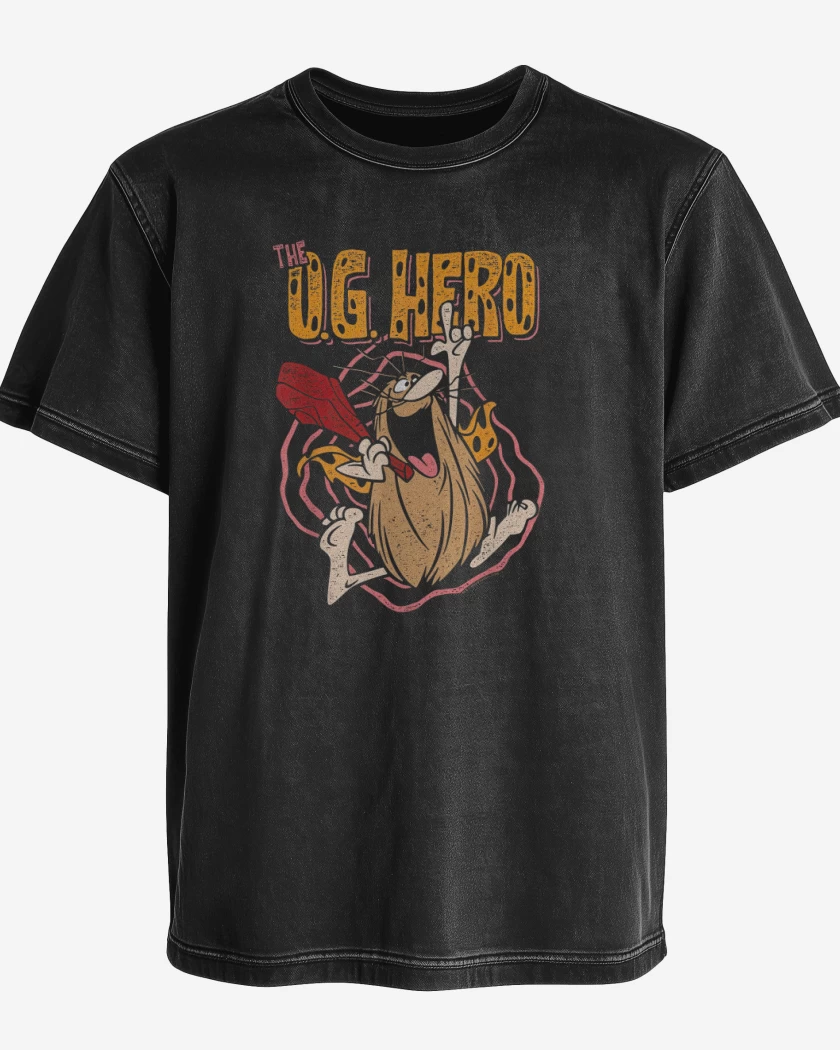 Polera desgastada Negro de Capitan cavernicola 2